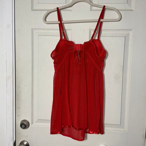 Daisy Fuentes Red Babydoll Push Up Lingerie Sz Large - Picture 3 of 3
